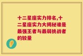 十二星座实力排名,十二星座实力大揭秘谁是最强王者与最弱挑战者的较量