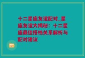 十二星座友谊配对_星座友谊大揭秘：十二星座最佳搭档关系解析与配对建议