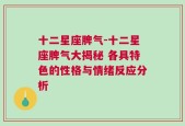 十二星座脾气-十二星座脾气大揭秘 各具特色的性格与情绪反应分析