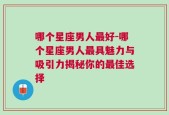 哪个星座男人最好-哪个星座男人最具魅力与吸引力揭秘你的最佳选择