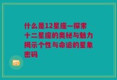 什么是12星座—探索十二星座的奥秘与魅力揭示个性与命运的星象密码