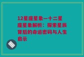 12星座星象—十二星座星象解析：探索星辰背后的命运密码与人生启示