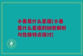 小善是什么星座(小善是什么星座的秘密解析与性格特点探讨)