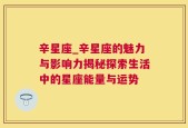 辛星座_辛星座的魅力与影响力揭秘探索生活中的星座能量与运势