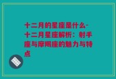 十二月的星座是什么-十二月星座解析：射手座与摩羯座的魅力与特点