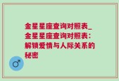 金星星座查询对照表_金星星座查询对照表：解锁爱情与人际关系的秘密