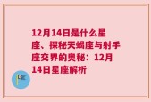 12月14日是什么星座、探秘天蝎座与射手座交界的奥秘：12月14日星座解析