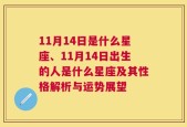 11月14日是什么星座、11月14日出生的人是什么星座及其性格解析与运势展望