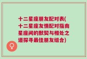 十二星座朋友配对表(十二星座友情配对指南星座间的默契与相处之道探寻最佳朋友组合)