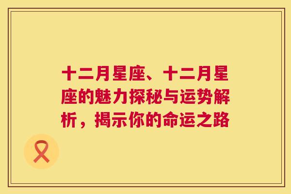 十二月星座、十二月星座的魅力探秘与运势解析，揭示你的命运之路