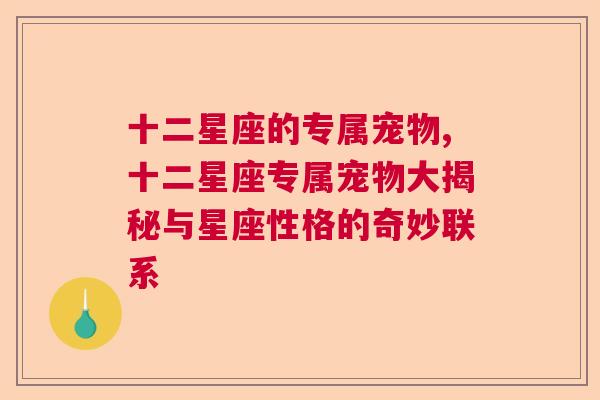 十二星座的专属宠物,十二星座专属宠物大揭秘与星座性格的奇妙联系