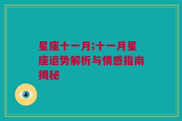 星座十一月;十一月星座运势解析与情感指南揭秘