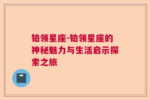 铂领星座-铂领星座的神秘魅力与生活启示探索之旅