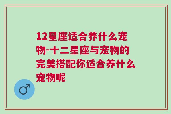 12星座适合养什么宠物-十二星座与宠物的完美搭配你适合养什么宠物呢