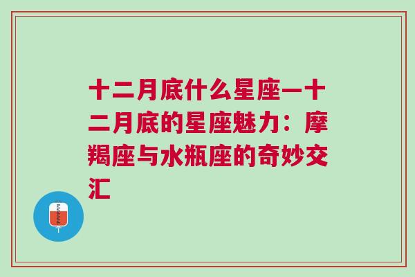 十二月底什么星座—十二月底的星座魅力：摩羯座与水瓶座的奇妙交汇