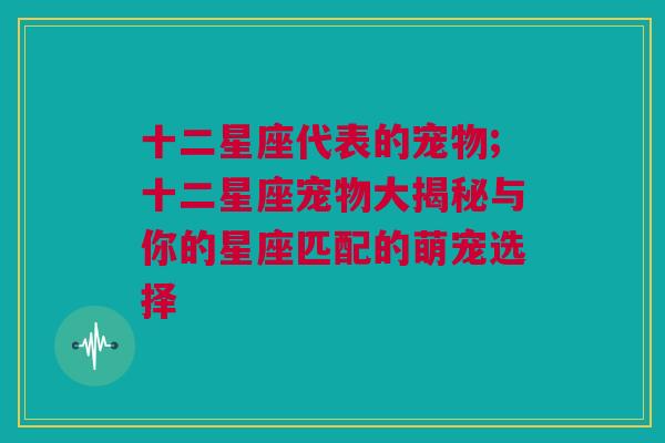 十二星座代表的宠物;十二星座宠物大揭秘与你的星座匹配的萌宠选择